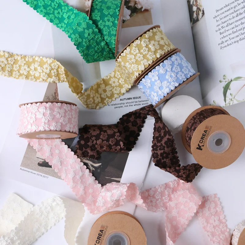 HSDRIBBON 1.5 Inch 3.8CM Three-dimensional plum blossom with curved bud edge Ribbon 50Yards/Roll