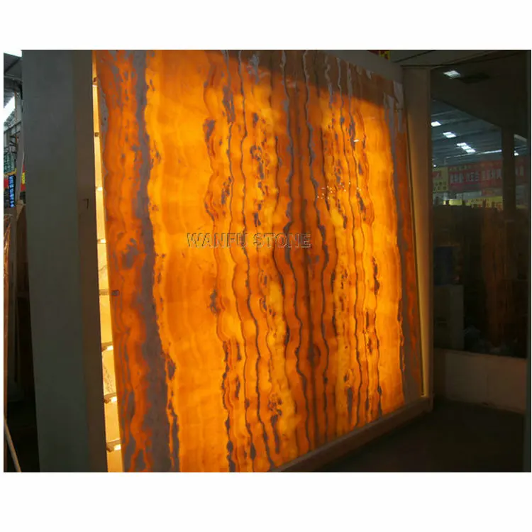 Light Yellow Color Onyx Mable Stone Big Slabs Luxurious Stone For Hotel Decoration