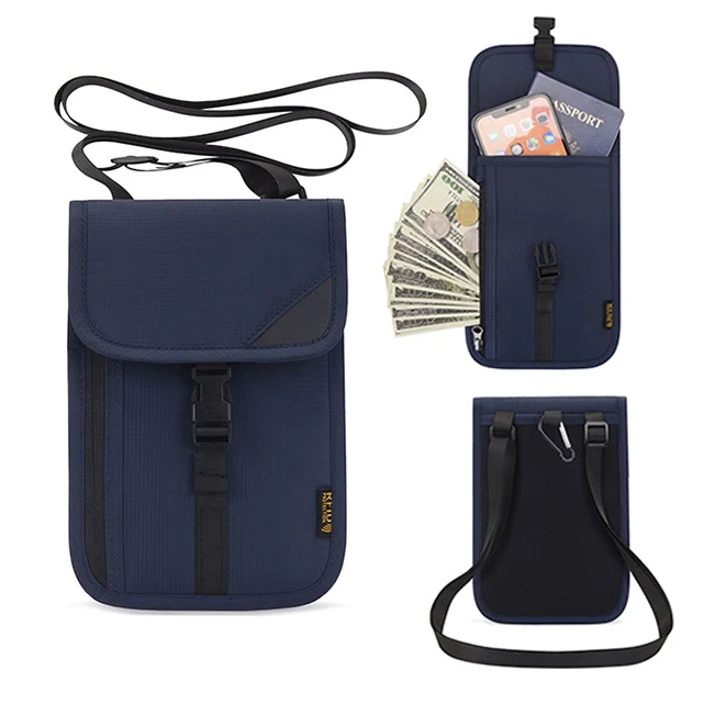 Neck Wallet RFID Blocking passport bag Holder Easy to Conceal Travel Pouch