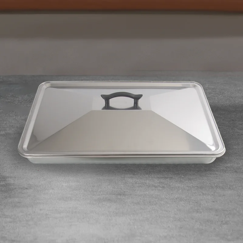 Custom Wholesale Multi Specification Cookware Food Serving Plates Kitchen Rectangular Stainless Steel Tray With Lid