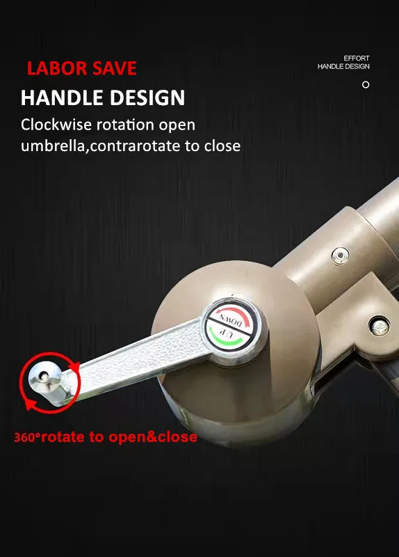 Outdoor Table Chair With Umbrella Solar LED light Sun Shade Cantilever Banana Hanging Umbrella