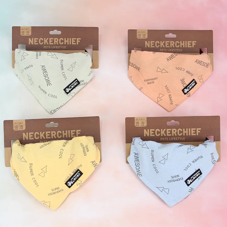 Kingtale Personalized Dog Bandana Handmade Custom Dog Scarf Cotton Breathable Puppy Kerchief RIBBONS Modern Led Pet Collars