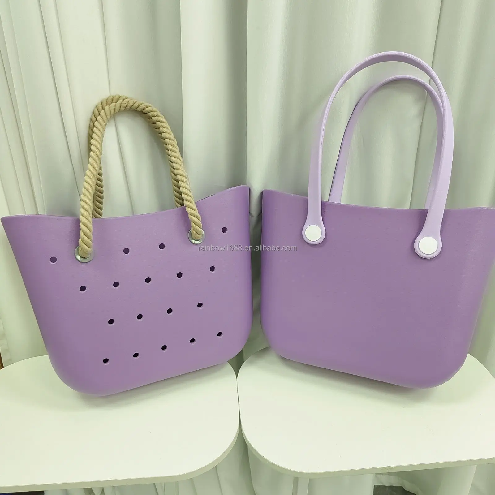 Candy Color Basket Handbags Luxury Hollow EVA Beach Bag Designer Brands Shopper Bags for Women 2024 Clear Purses Tote