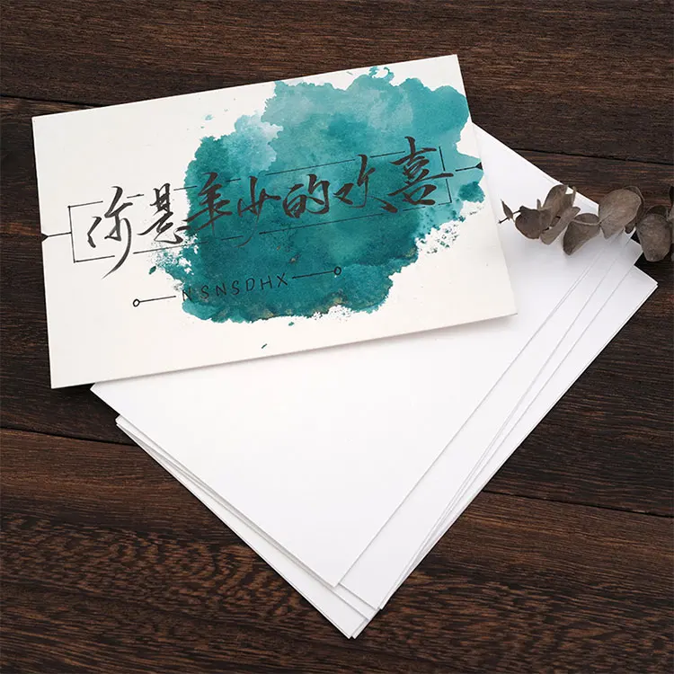 DIY creative blank postcard Word card Blank hand-painted Dutch white card dyed toning test card paper