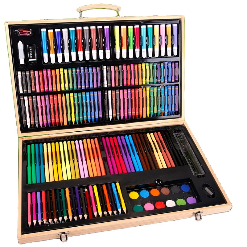 Premium 128 Colors Water Soluble Art Pencil Set with Wooden Box Professional Colored Pencils for Artists