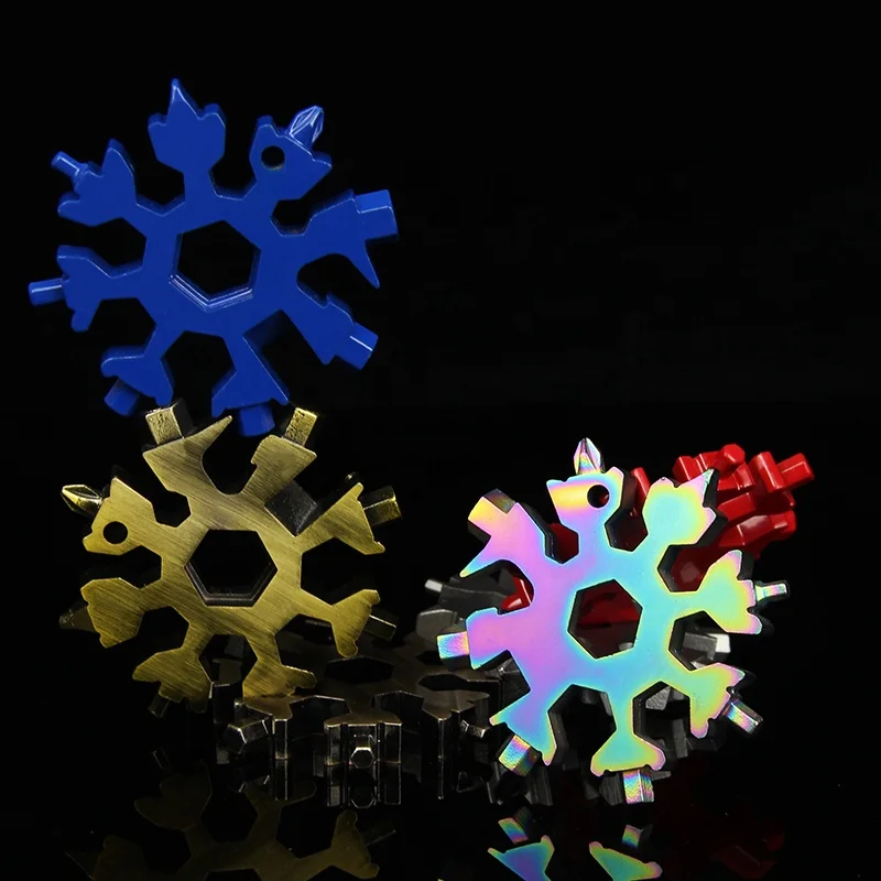 Free Sample 18 In 1 Heavy Duty Durable Stainless Steel Snow flake Multi Tool With Screwdriver Bicycle Repair Artifact