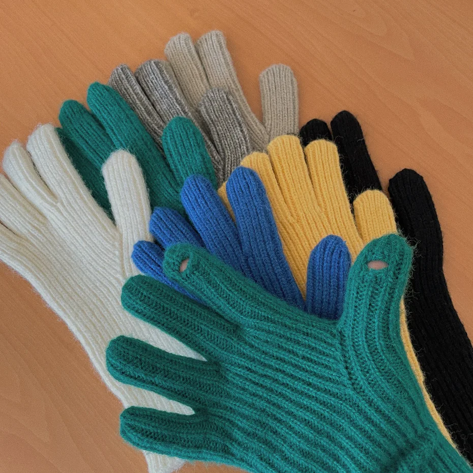 Best Selling Woolen Knit Gloves With Finger Exposed Touch Screen Gloves For Cold Resistant  Five Fingers Knitting Mittens