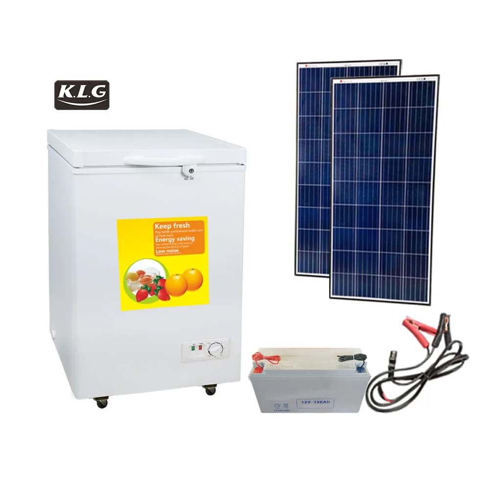 DC12v /24v Solar deep freezer top open door chest freezer commercial battery solar panel freezer