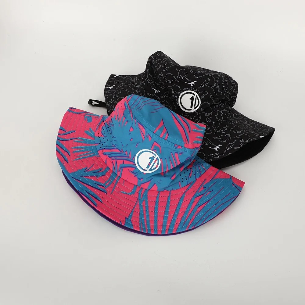 Oem Custom High Quality Printed Logo Laser Cut Bucket Hat With String,Mens Fisherman Wide Brim Rope Safari Cap