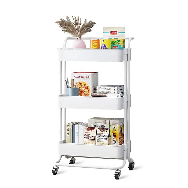 Мобильный 3-уровневые прокатки тележка для хранения тележка на колесах компактный Кухонная Тележка Пластиковая Кухонная Тележка с ABS корзины