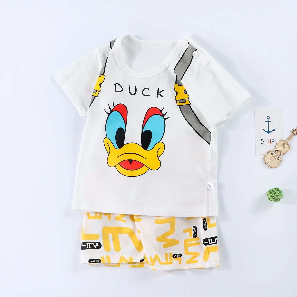2022 cotton summer new half-sleeved boys and girls suits  0-8 years old baby two-piece trend printed home clothes wholesale