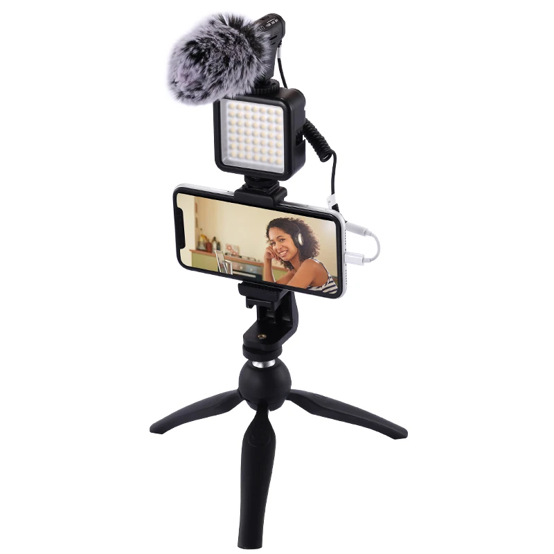 Mamen Professional Microphone Recording with Led Light for Video Camera Light Stand Tripod Stand for Phone