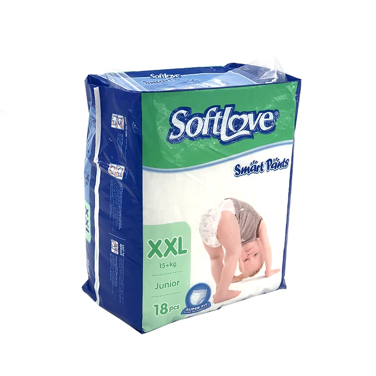Softlove XXL 18 хорошего качества одноразовые детские подгузники дышащие дешевые детские подгузники