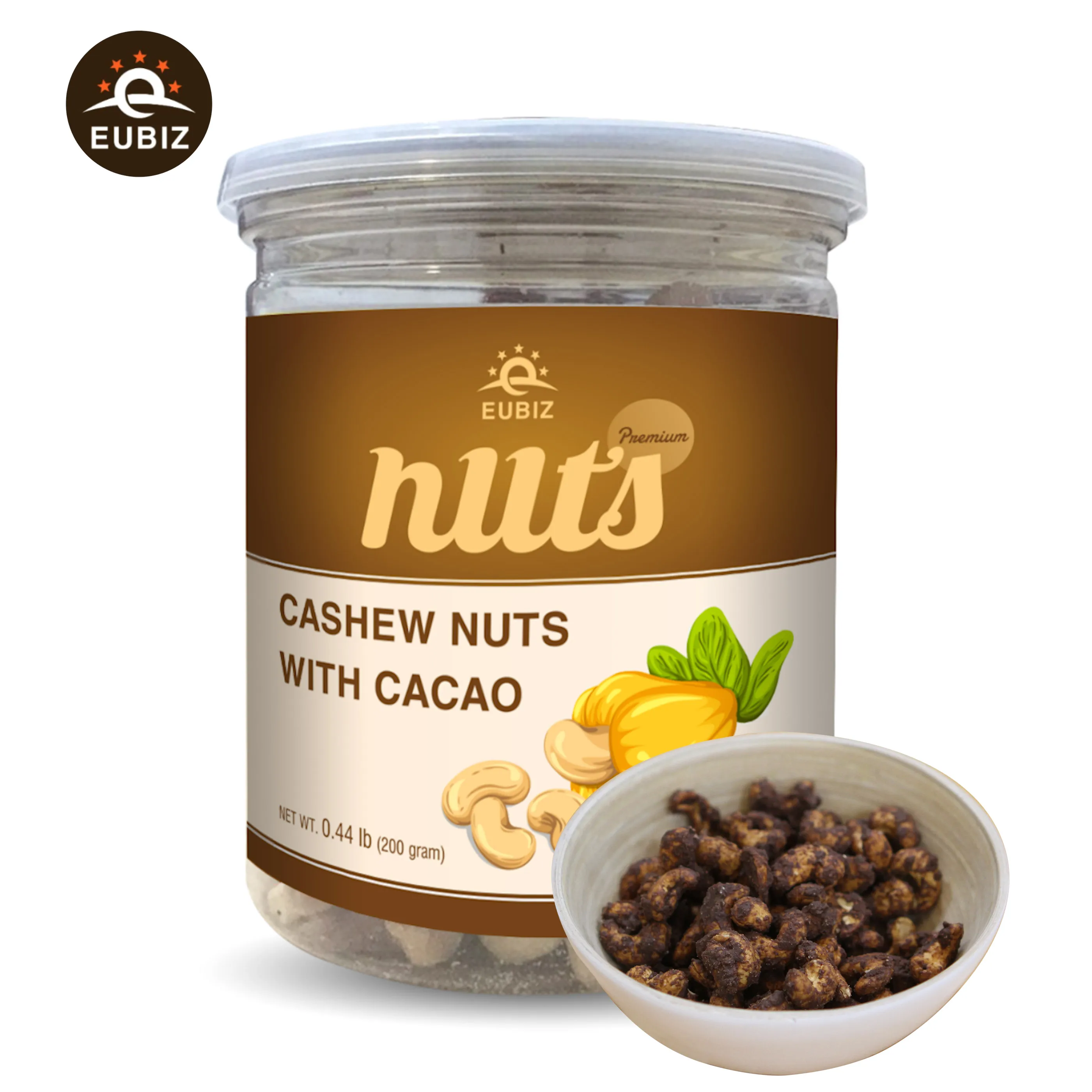 EUBIZ Cashew nuts Flavor Cocoa ( Cacao ) - Cashew Nut Price - Box (Plastic) 200g (7.0 Oz) - agriculture in VietNam