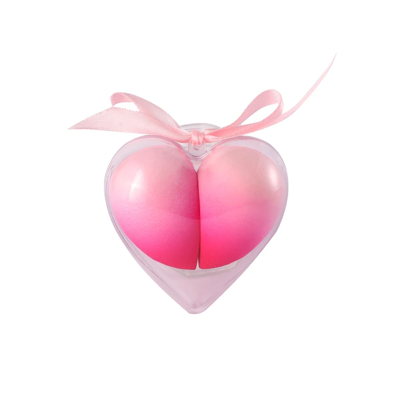 Cosmetics Puff Blender Kit Non Latex  2 Makeup Sponge Tear Drop Heart Case Cosmetic Puff