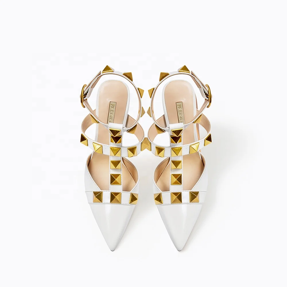 
High quality cow leather 2021 new punk rivet sandals ladies high heels fashion all-match party custom wholesale 