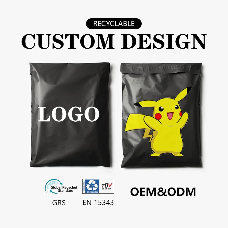 Plastic Courier Poly Mailers Bag Black Matte Luxury Gold Customised Polymailer Packaging Plastic Shipping Bags For Clothing