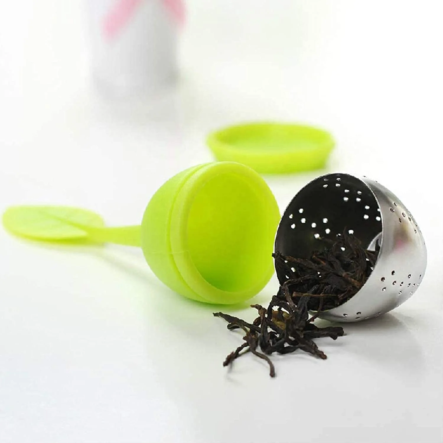 Tea Ball Steeper Mesh Tea Cup Filter Stainless Steel Long Handle for Loose with Silicone Wholesale 2 in 1 Tea Infusers N/A