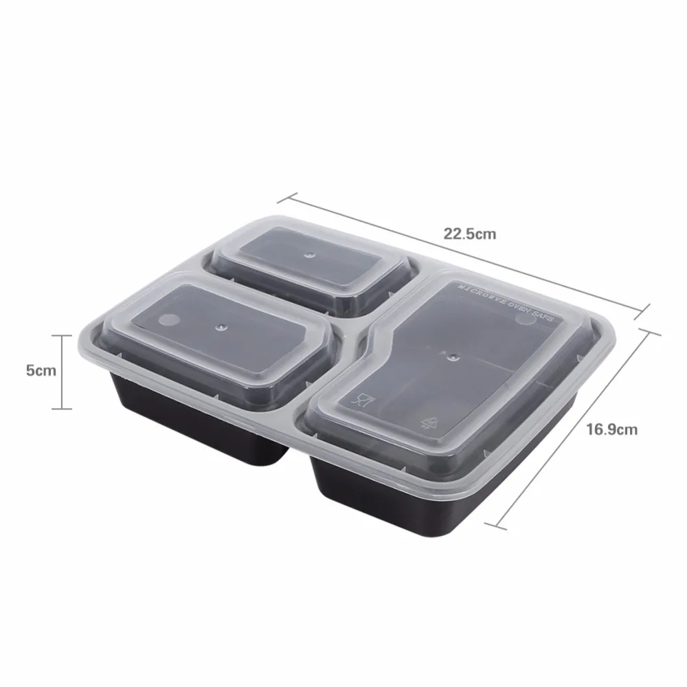 Manufacturer Black rectangular plastic lunch boxes disposable plastic takeout food containers