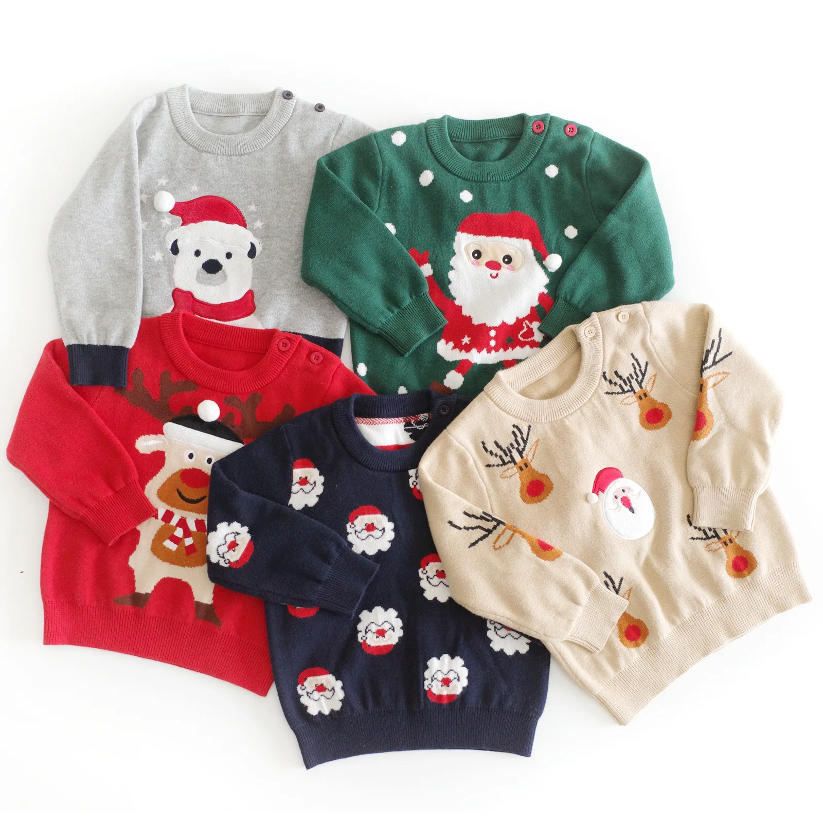 Autumn Winter Children Clothing Cotton Long Sleeve Sweater Round Neck Kids Clothes Knit Christmas Sweater For Little Girls
