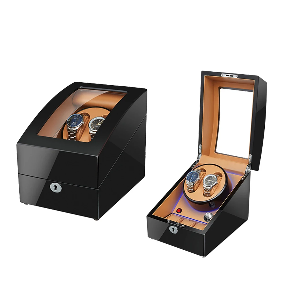 Luxury Leather Watch Winder Pillow Led Electrical Automatic Watch Winder Display Box Rotating Wooden Mechanical Watch Winder