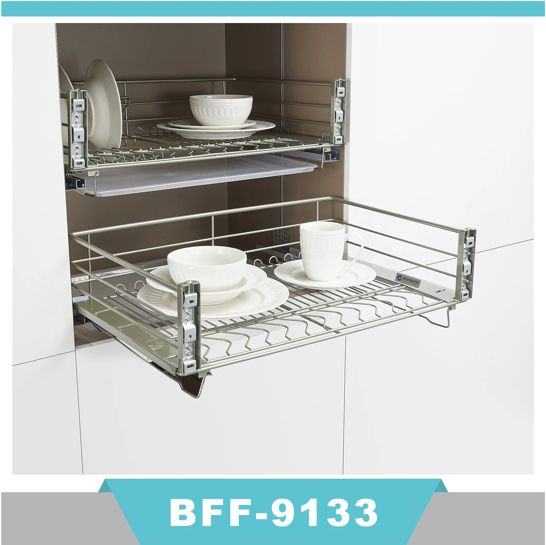 Practical Kitchen Round Wire Pull out Soft closing Basket for Bowl and Dish