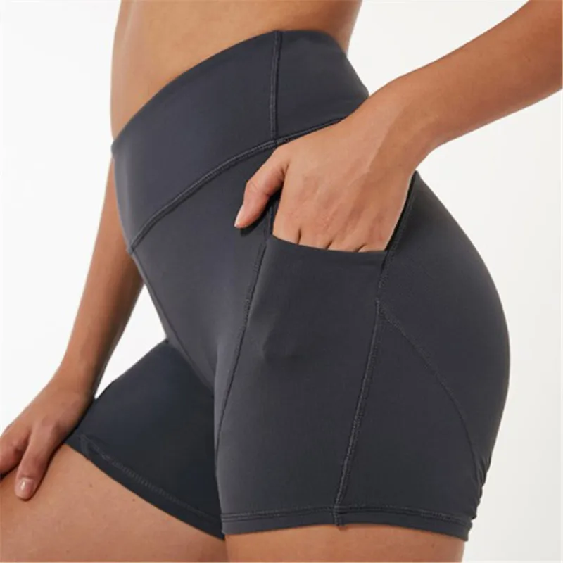 Women Plain High Waist Compression Soft Quick Dry Running Fitness Shorts manufacturer