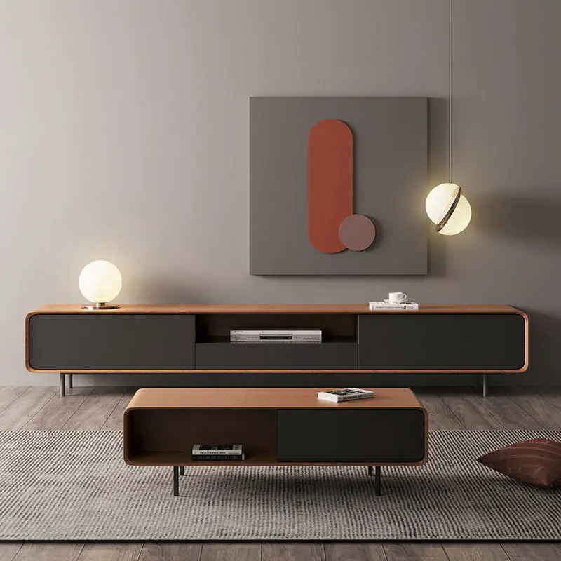 Wholesale Tea Table Modern TV Stand Cabinet Floor Standing TV Unit Wooden TV Bench With Iron Legs For Living Home Furniture