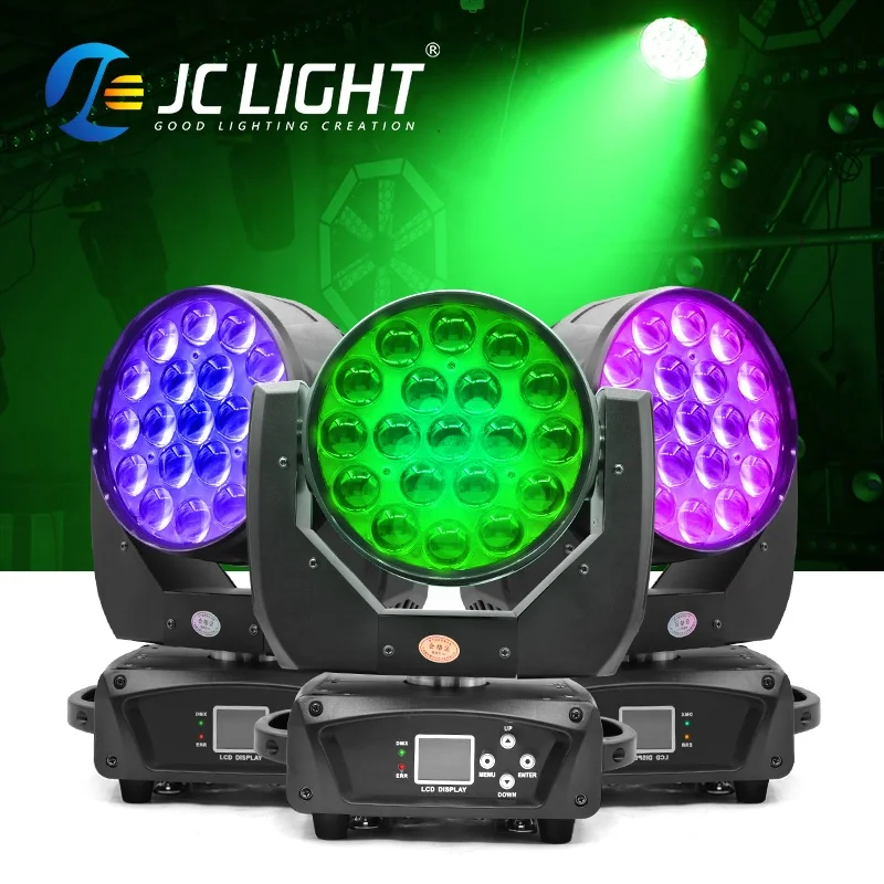 19pcs RGBW 4IN1 Lyre Wash 19x15 Zoom Wash Moving Head Light for Dj Disco Party
