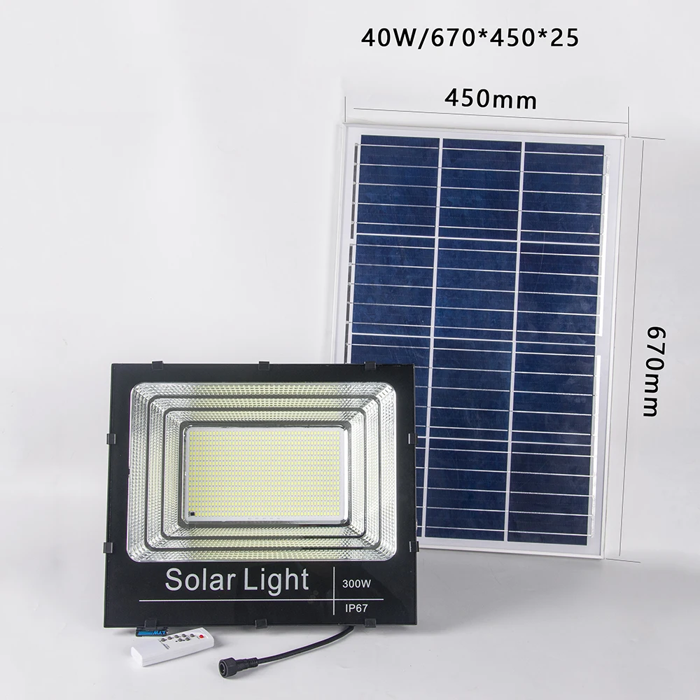 Hot Sell Remote Control IP66 Outdoor 25W 40W 60W 100W 150W 200W 300W Solar SMD LED Flood Light with 2 Years Warranty