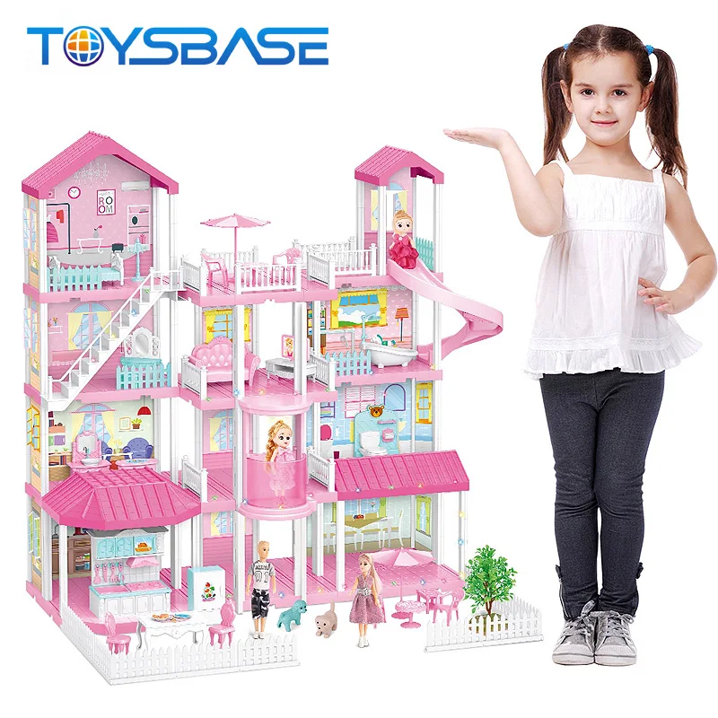 Girls DIY Dream Doll House Model Pretend Furniture Play Set Villa House Toy