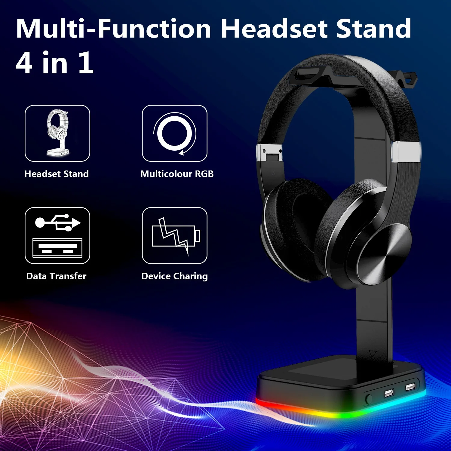 Горячая Распродажа USB зарядка RGB меняющий цвет светодиодный игровой светильник держатель для наушников красочная игровая