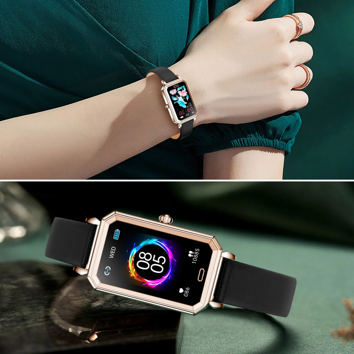2022 Wristwatch Lady Fashion Smart Watch 1.08 inch Heart Rate Blood Pressure Pedometer Ip68 Waterproof Women Health Smartwatch