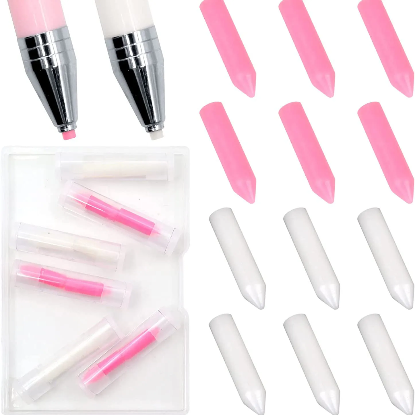 Custom Refilled Pink Rotary Crystal Rhinestone Rhinestones Stones Wax Pencil Picker Pen