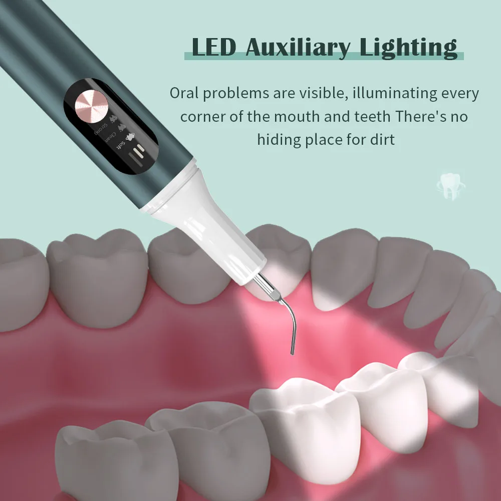 Electric Household Calculus Remover Portable Tooth Cleaner Ultrasonic Dental Scaler with LED spotlight