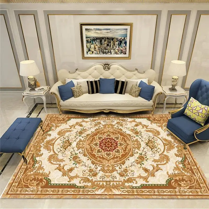Modern Polyester 3D Printed Rugs For Living Room Machine Made Washable Anti-slip Persian Carpet