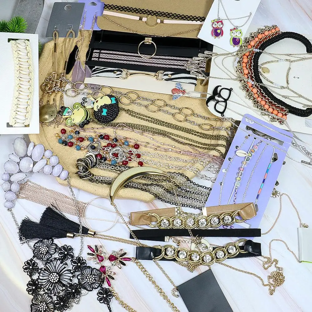 Sale by weight 1kg 70-110pcs fashion bohemian women necklace earring jewelry sale vintage necklace earring bulk