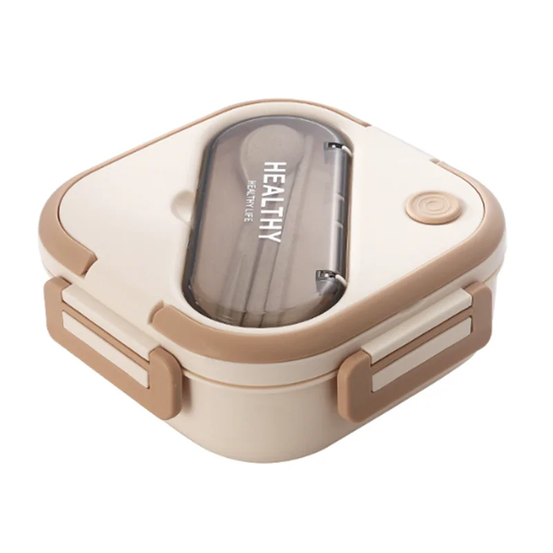 Квадратный полипропиленовый контейнер для еды Bento большой емкости 1300 мл с кухонной утварью