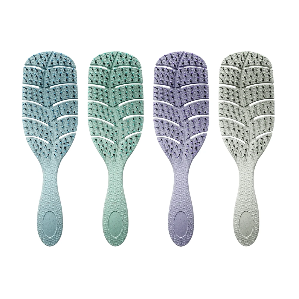 Good Quality ECO Friendly Wheat Straw Custom Detangling Soft Nylon Bristles Vent Hair Brush For Curly Hair