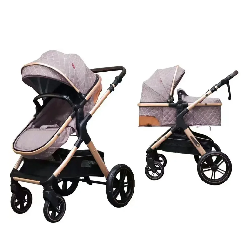 china factory 0-36 months double cotton layer pu leather handle travel system 2 in 1 stroller push chair buggy pram for winter