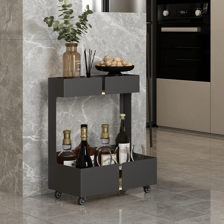 2 Tier Cart Metal Rolling Utility Cart Trolley Storage Organizer with Wheels Kitchen Bedroom Office Indoor