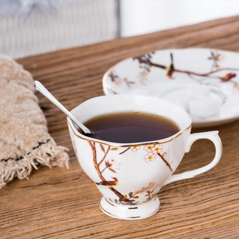 British custom logo home afternoon tea ceramic coffee cup and saucer set