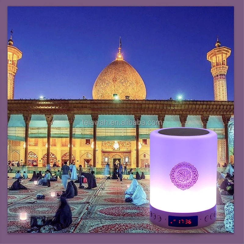 Telwah Wholesale Holy Islam Azan Clock Digital Quran Player LED Lamp Speaker For Children Muslim Gift