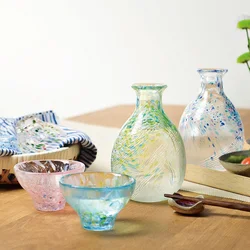 Blue liquor wine bottles carafe pouring Tokkuri sake bottle made in JAPAN