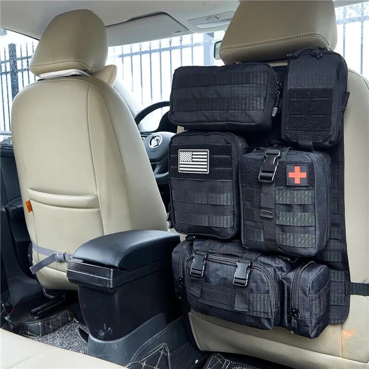 Universal Vehicle Seat Protector Cover Tactical Multifunction Front Car Back Seat Storage Bag Car Truck Back Seat Organizer