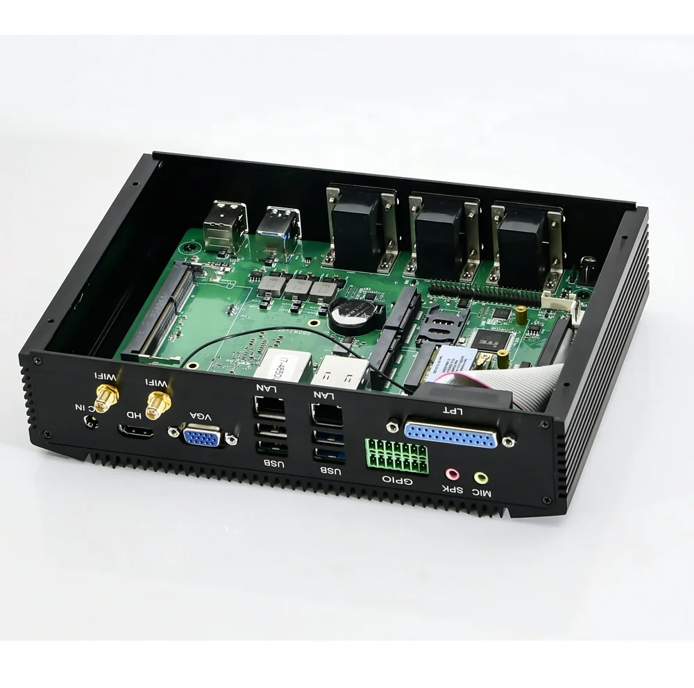 Rugged I7 8550U Fanless Mini PC Win11 Linux 2 LAN 4G SIM WiFi ITX Embedded Industrial Computador With GPIO RS485 For POS ATM Car