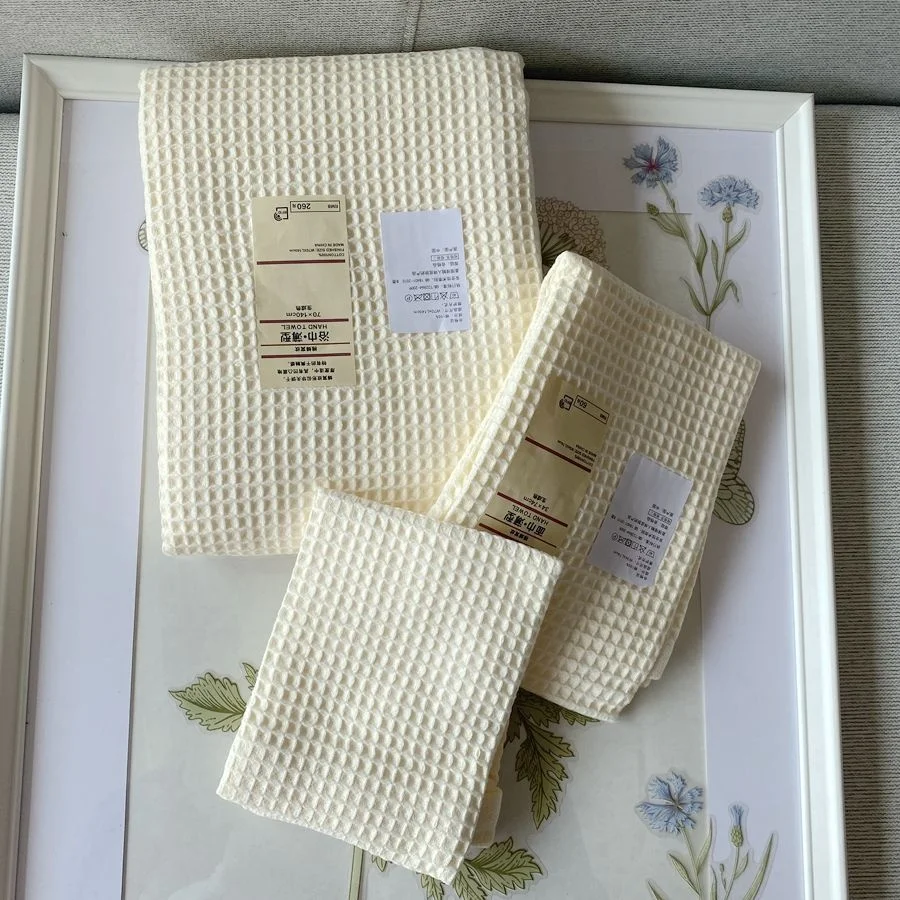 Wholesale soft comfortable absorbent custom bath towel sets terry waffle towel 100% cotton towels for home bath