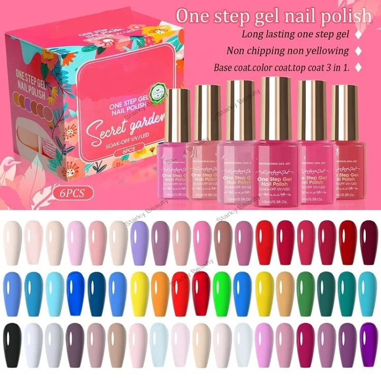 custom Salon Nails Polish gel One Step Uv Gel Durable 3 In 1 Functional Adhesive Gel Set low moq soak off nail Polish