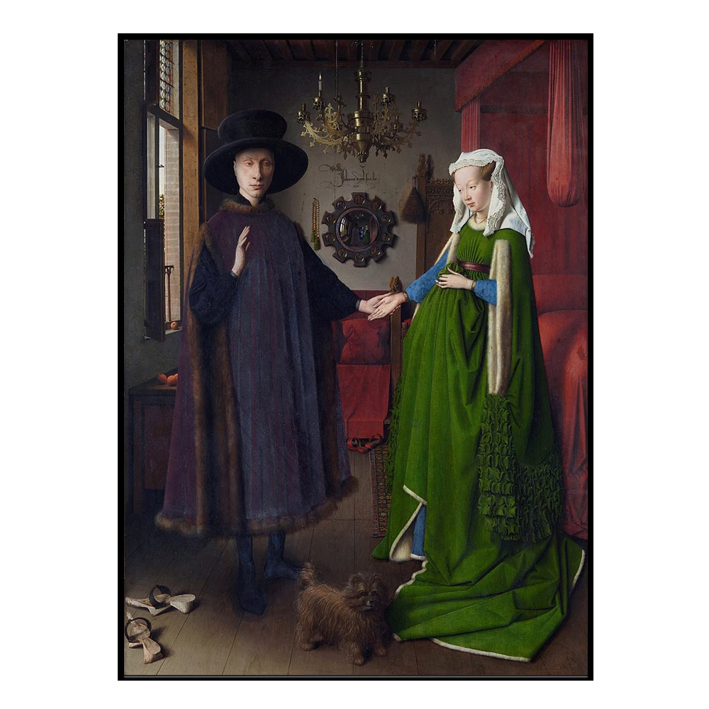 Jan van Eyck Classical masterpiece Arnolfini Portrait Wall Art Oil Painting Reproductions