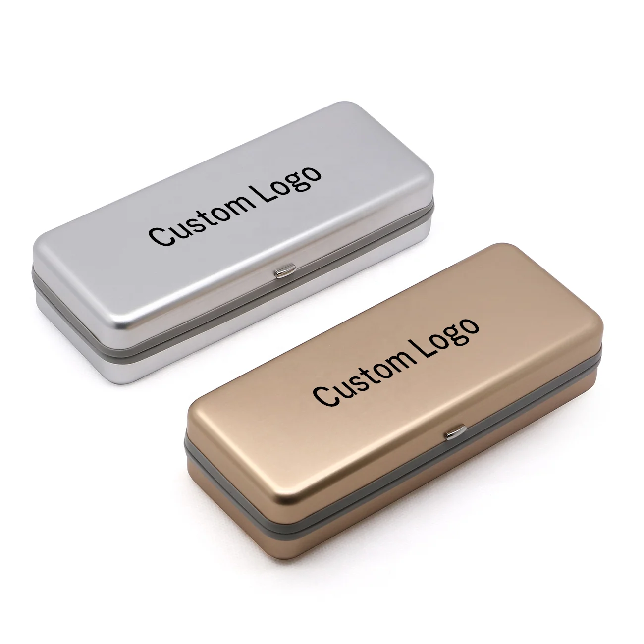 2023 Высококачественная алюминиевая сумка для очков с твердым корпусом Золотая квадратная настраиваемая портативная коробка водонепроницаемые металлические Чехлы солнцезащитных